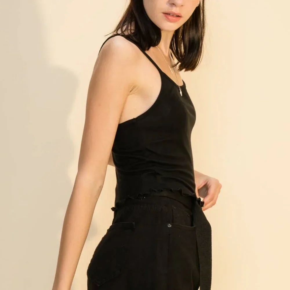 Lettuce Hem Crop Cami Top - Picture 2 of 3